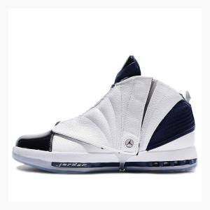 Air Jordan 16 Nike Retro Zapatillas Baloncesto Hombre Blancas Azul Marino | JD-437ZG