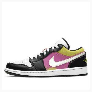 Air Jordan 1 Nike Low Spray Paint Zapatillas Hombre Negras Moradas Amarillo | JD-084WX