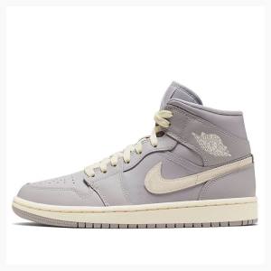 Air Jordan 1 Nike Mid Atmosphere Pale Ivory Zapatillas Baloncesto Mujer Gris | JD-519NQ