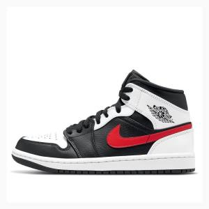 Air Jordan 1 Nike Mid Chile Zapatillas Baloncesto Hombre Negras Blancas Rojas | JD-328VY