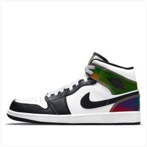 Air Jordan 1 Nike Mid Heat Reactive Zapatillas Baloncesto Hombre Blancas Negras | JD-324YM