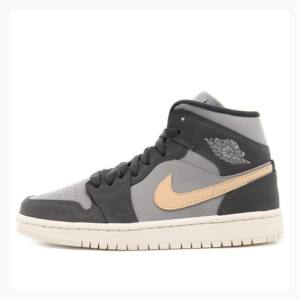 Air Jordan 1 Nike Mid Iron Onyx Zapatillas Baloncesto Mujer Gris | JD-712XT