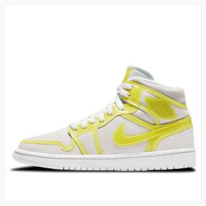 Air Jordan 1 Nike Mid LX(W) Zapatillas Baloncesto Mujer Blancas Amarillo | JD-869RC