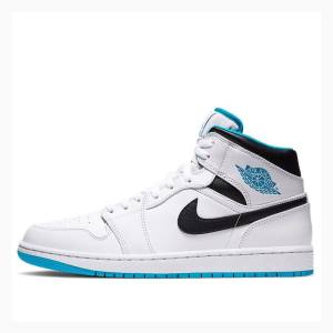 Air Jordan 1 Nike Mid Laser Zapatillas Baloncesto Hombre Blancas Azules Negras | JD-384XH