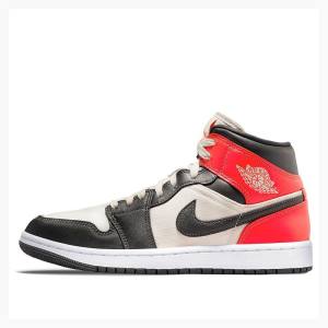 Air Jordan 1 Nike Mid Newsprint Zapatillas Baloncesto Mujer Negras Rojas | JD-058PG