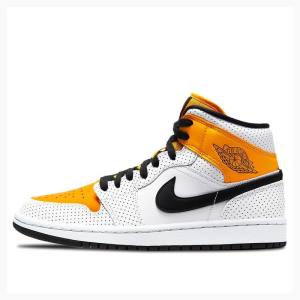 Air Jordan 1 Nike Mid Perforated – Zapatillas Baloncesto Mujer Doradas Negras | JD-614UT