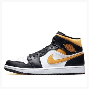 Air Jordan 1 Nike Mid Pollen Zapatillas Baloncesto Hombre Negras Blancas Amarillo | JD-801OG