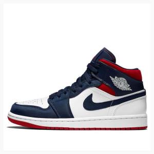 Air Jordan 1 Nike Mid SE Olympic Zapatillas Baloncesto Hombre Blancas Azules | JD-863IE