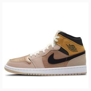 Air Jordan 1 Nike Mid SE Particle Zapatillas Baloncesto Mujer Marrones Doradas | JD-562GA