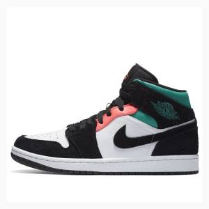 Air Jordan 1 Nike Mid SE South Beach Zapatillas Baloncesto Hombre Negras Blancas | JD-945LZ