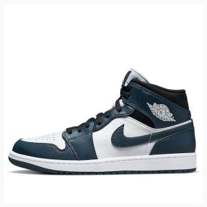 Air Jordan 1 Nike Mid Teal Zapatillas Baloncesto Hombre Blancas Azules | JD-961HL