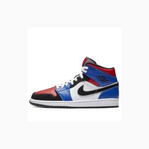 Air Jordan 1 Nike Mid Top 3 Zapatillas Baloncesto Hombre Rojas Azules | JD-315NQ