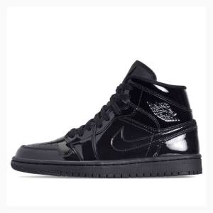 Air Jordan 1 Nike Mid Triple Charol Zapatillas Baloncesto Mujer Negras | JD-796GY