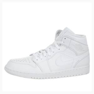 Air Jordan 1 Nike Mid Triple Zapatillas Baloncesto Hombre Blancas | JD-651UH