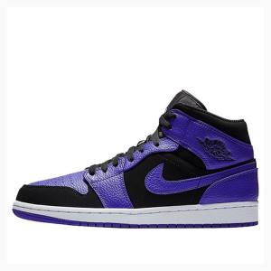 Air Jordan 1 Nike Mid Zapatillas Baloncesto Hombre Negras Moradas | JD-120LP