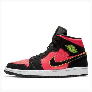 Air Jordan 1 Nike Mid Zapatillas Baloncesto Mujer Negras Rojas | JD-678TD