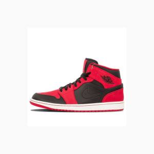 Air Jordan 1 Nike Mid Zapatillas Baloncesto Hombre Rojas Negras | JD-923NS