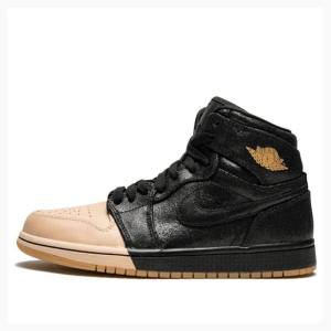 Air Jordan 1 Nike Retro HI PRM Tan Zapatillas Baloncesto Mujer Negras Marrones | JD-879MZ