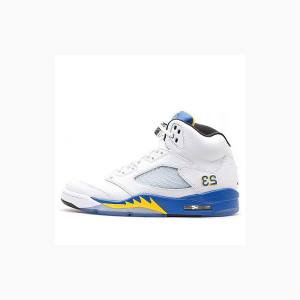 Air Jordan 5 Nike Retro Laney Zapatillas Baloncesto Hombre Blancas Azules | JD-294HL