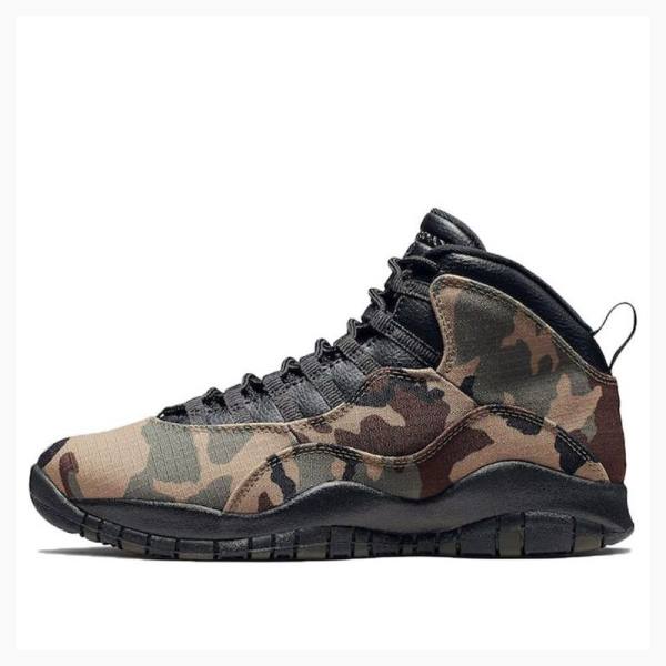 Air Jordan 10 Nike Retro Woodland Camo Zapatillas Baloncesto Hombre Marrones Verde | JD-346RP