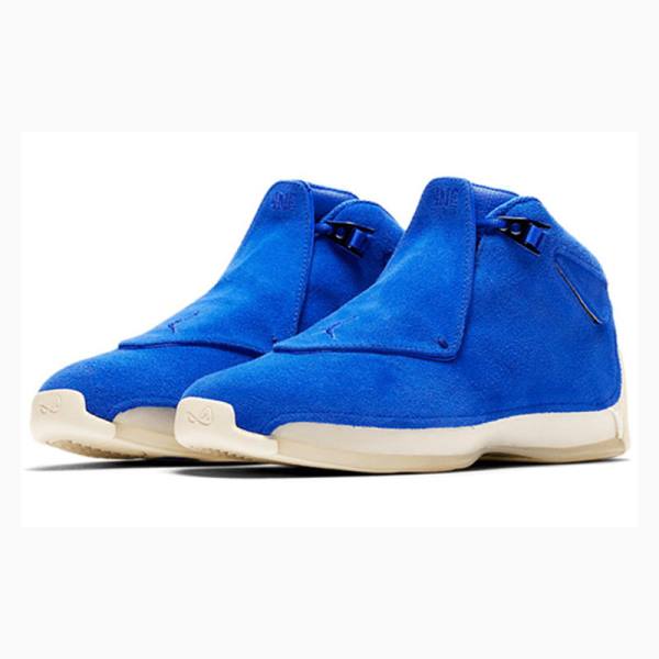 Air Jordan 18 Nike Retro Gamuza Zapatillas Baloncesto Hombre Azules | JD-672RK