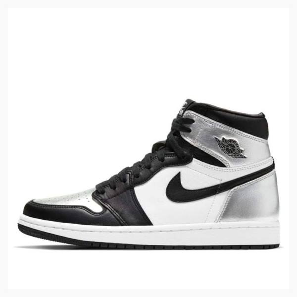 Air Jordan 1 Nike High OG Zapatillas Baloncesto Mujer Negras Plateadas | JD-094ME