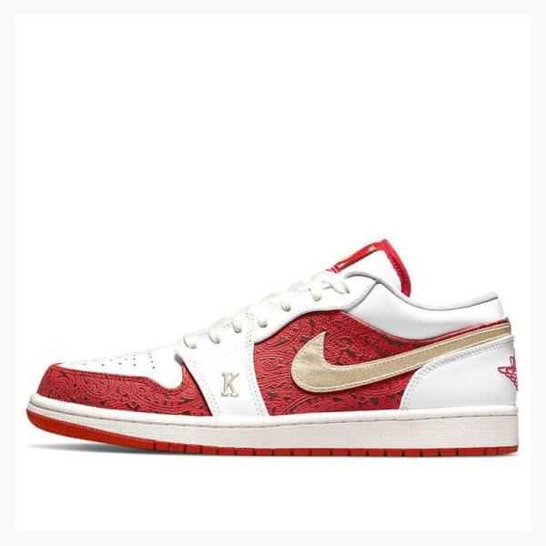 Air Jordan 1 Nike Low Spades Zapatillas Hombre Blancas Rojas | JD-895CF