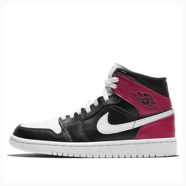 Air Jordan 1 Nike Mid Noble Zapatillas Baloncesto Mujer Rojas Negras | JD-028PV