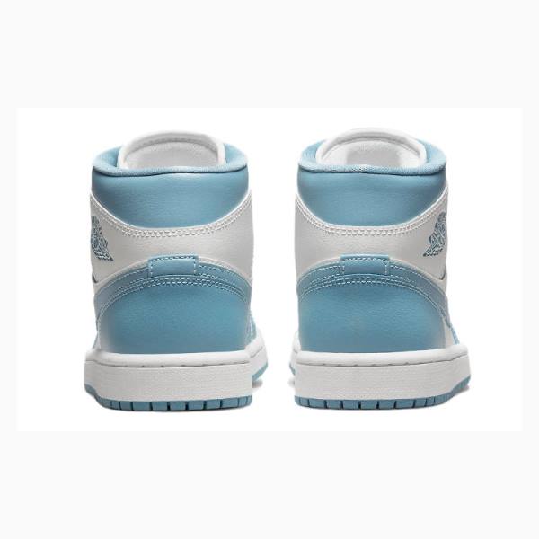 Air Jordan 1 Nike Mid Zapatillas Baloncesto Mujer Blancas Azules | JD-360GP