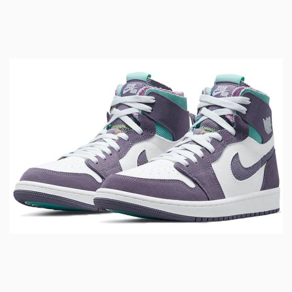 Air Jordan 1 Nike Zoom Comodidad Tropical Twist Zapatillas Baloncesto Hombre Blancas Moradas | JD-318MF