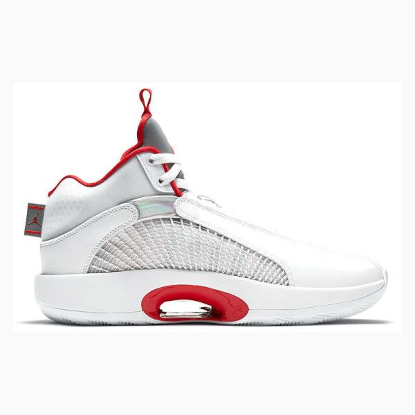 Air Jordan 35 Nike Fire Zapatillas Baloncesto Hombre Blancas Rojas Plateadas | JD-167EN