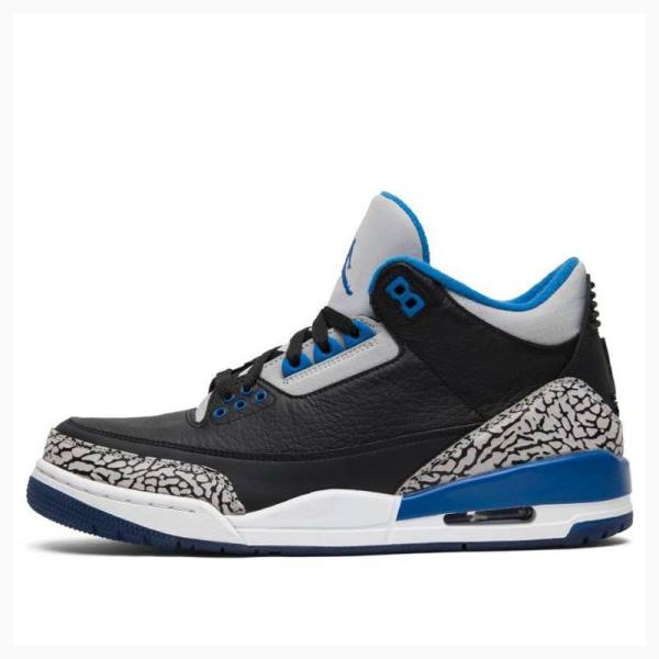 Air Jordan 3 Nike Retro Deporte Zapatillas Baloncesto Hombre Negras Gris Azules | JD-207SE