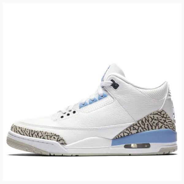 Air Jordan 3 Nike Retro UNC Zapatillas Baloncesto Hombre Blancas Azules | JD-267LQ