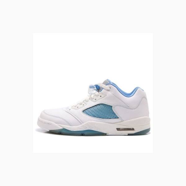 Air Jordan 5 Nike Retro Low \'UNC\' Zapatillas Mujer Blancas Azules | JD-704NH