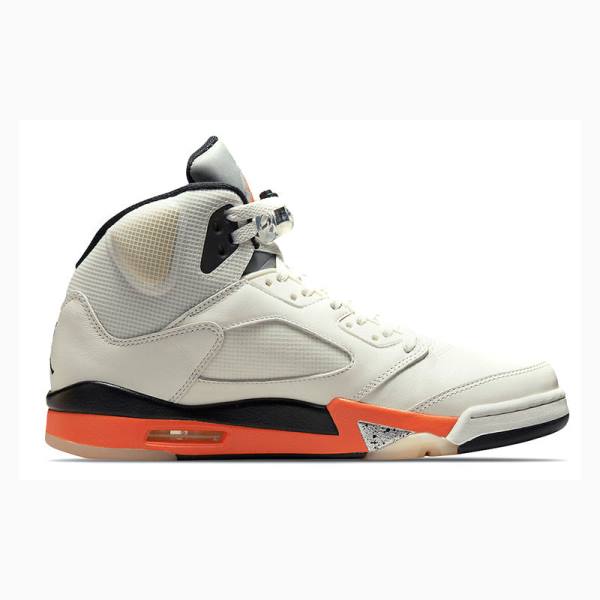 Air Jordan 5 Nike Retro Shattered Backboard Zapatillas Baloncesto Hombre Blancas Naranjas | JD-876GP