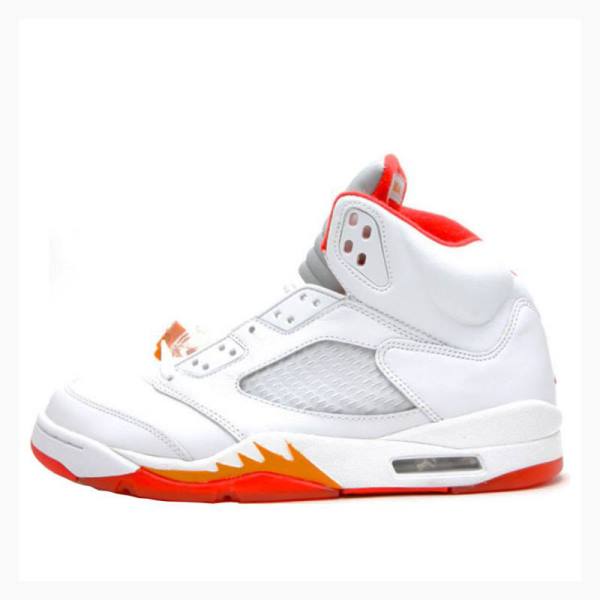 Air Jordan 5 Nike Retro Sunset Zapatillas Baloncesto Mujer Blancas Rojas | JD-281BG