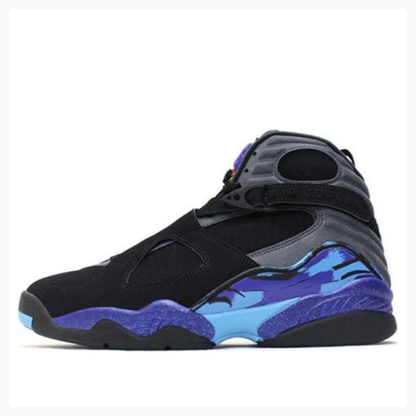 Air Jordan 8 Nike Retro Aqua Zapatillas Baloncesto Hombre Negras Moradas Azules | JD-703RA